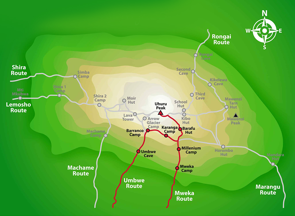 KILI-MAP-Umbwe Route